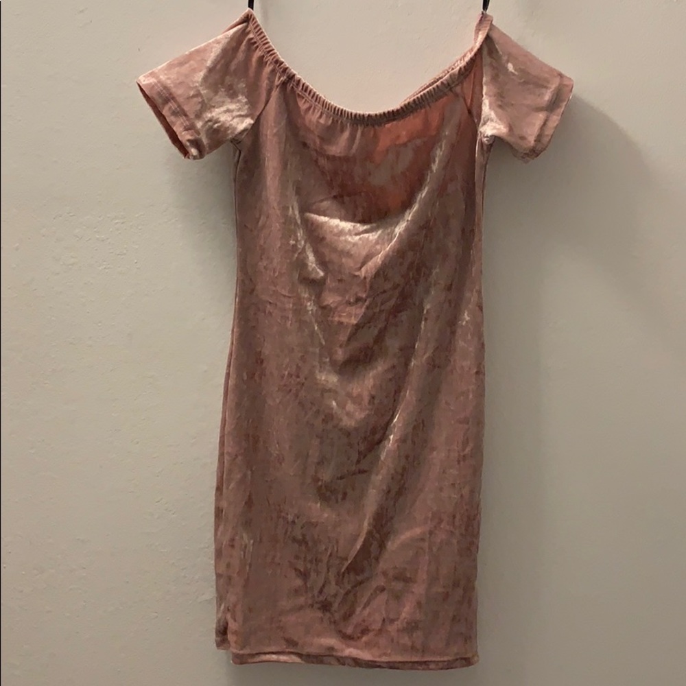 Pink Velvet off the shoulder Bodycon Dress